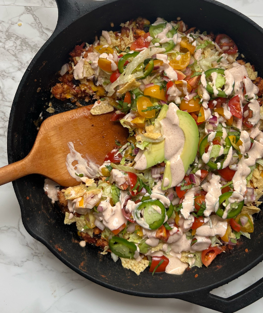 Taco skillet recipe top down view