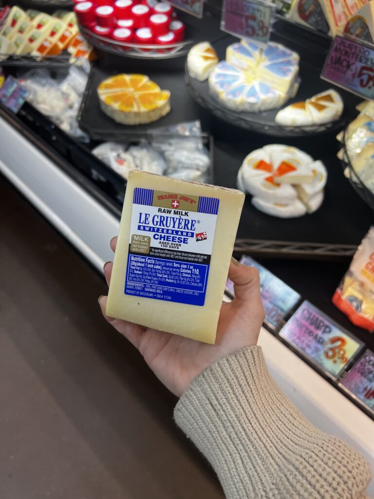 image of raw greyere cheese from trader joes 