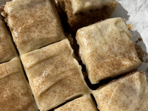 Apple Cinnamon Blondies with Maple Cream Cheese Frosting