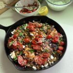 Greek Chicken and Orzo Skillet from above