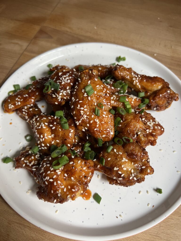 Image of Honey Gochujang Chicken Wings on a plate