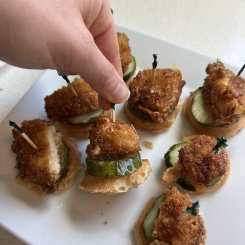 Image of Mini Dill Pickle Chicken and waffles