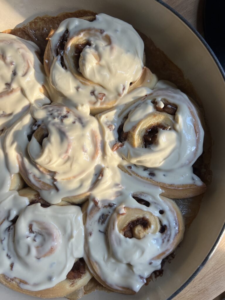 close up of apple pie cinnamon rolls 