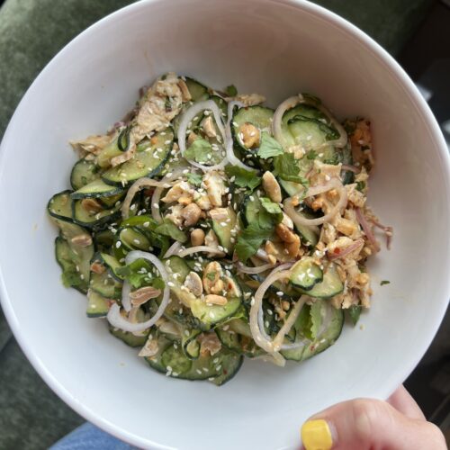 cucumber salad with orange miso dressing from above